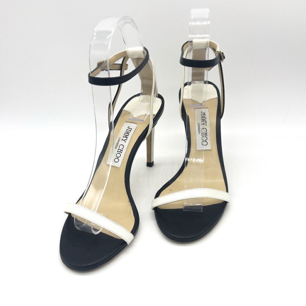 Jimmy Choo Minnie Black and White 85mm Stilettos Size 38.5